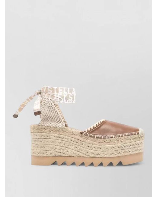 Stella McCartney Natural Gaia Wedge Espadrille Sandal Back Strap