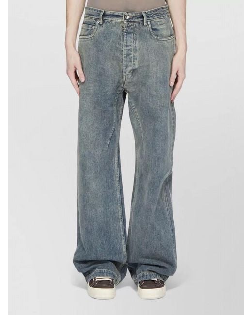 Rick Owens Gray Cotton Mid-Rise Loose-Fit Denim Jeans for men