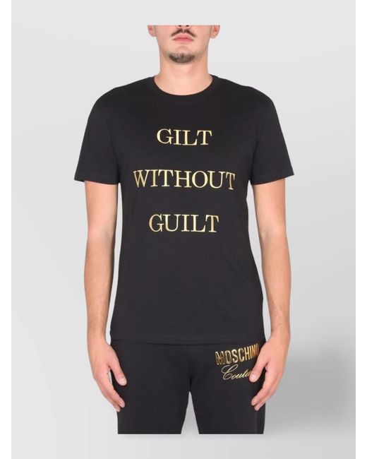 Moschino Black Cotton Logo Print T-Shirt for men