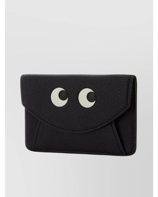 Anya Hindmarch Black Leather Card Holder Envelope Flap
