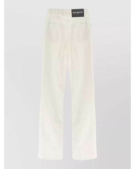 Balmain White Denim High-Rise Straight-Leg Jeans