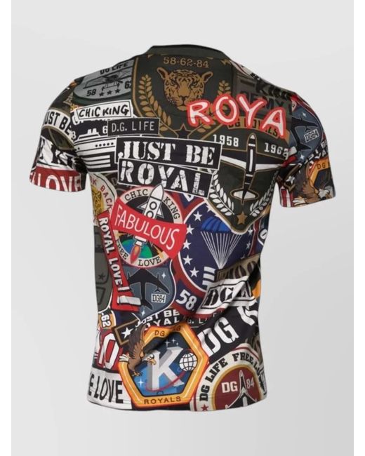 Dolce & Gabbana Brown Cotton Graphic Print Crew Neck T-Shirt for men