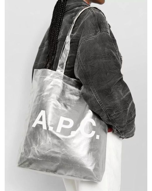 A.P.C. White Lou Shopper Bag Tote Bag
