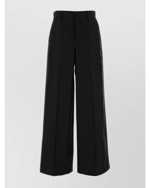 Alberta Ferretti Black Silk Wide-Leg Trousers