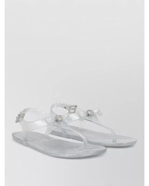 Michael Kors Gray Logo Monogram Flat Sole Open Toe Sandal