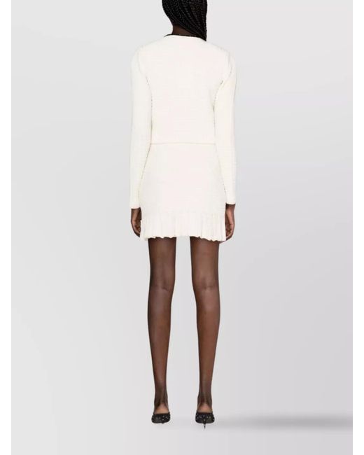 Self-Portrait Natural Structured Knit Mini Skirt