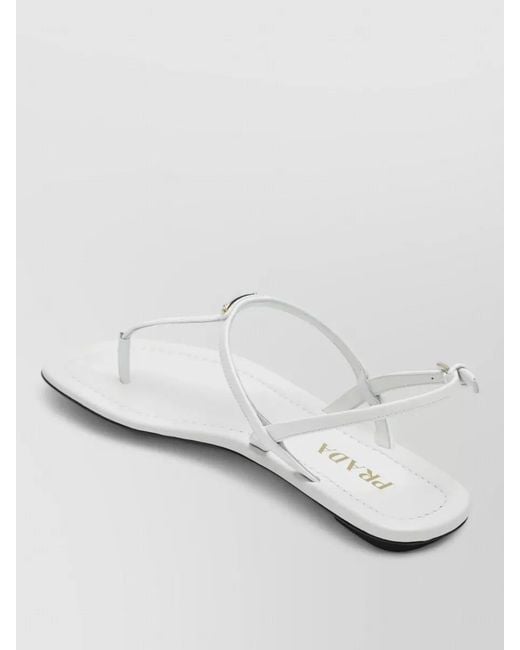 Prada White Flat Sole Open Toe Sandals