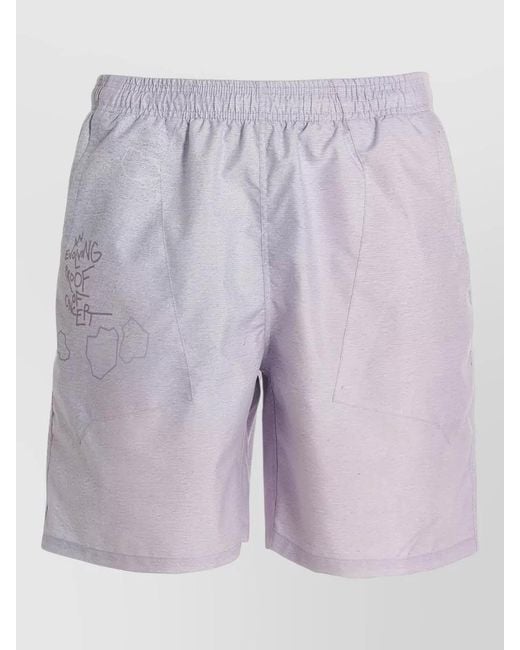 Objects IV Life Purple Beach Shorts Graphic Print Elastic Waistband for men