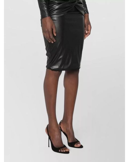Elisabetta Franchi Black Fitted Knee Length Dress Long Sleeves