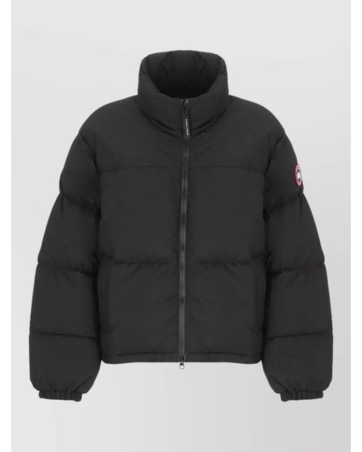 Canada Goose Black Cropped Puffer Jacket High Neck Hem Drawstring