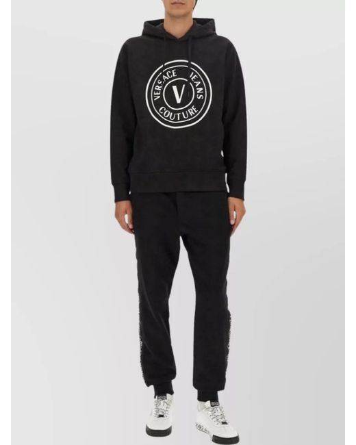 Versace Jeans Couture Black Cotton Regular-Fit Hoodie for men