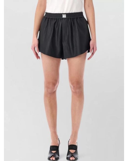 MM6 by Maison Margiela Black Eco Leather Shorts Relaxed Cut