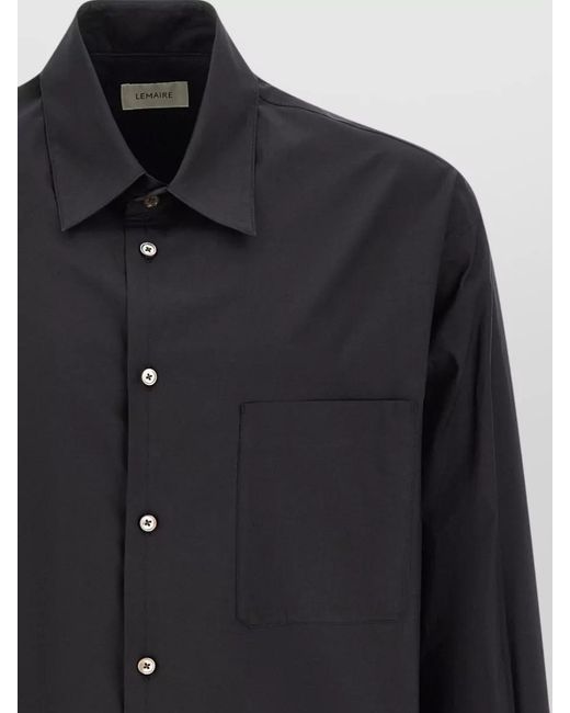 Lemaire Blue Silk Cotton Shirt Button Down Collar for men