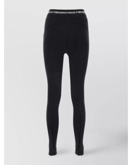 Rabanne Blue Streamlined Nylon Leggings With Zippered Hem Slits