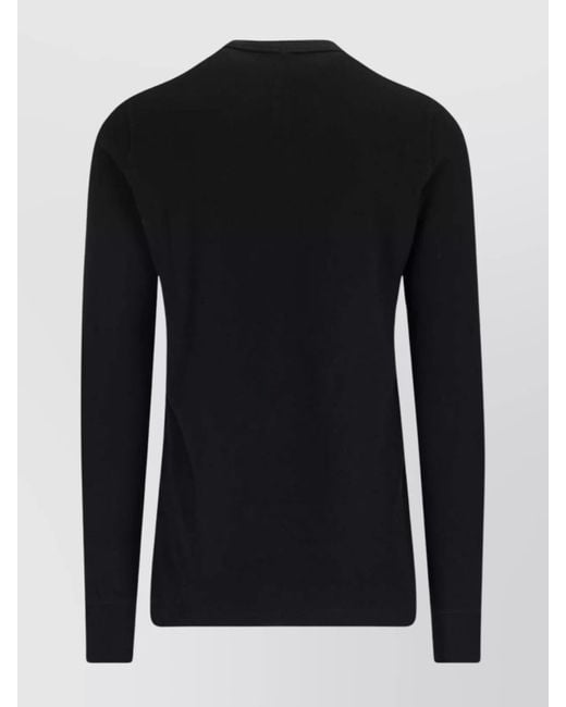 Rick Owens Black Long Sleeve V-Neck Crewneck Sweater for men