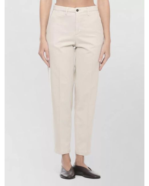 Briglia 1949 White Straight Pants Belt Loops Rear Welt Pockets