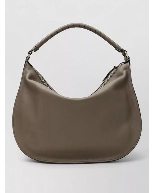 Chloé Gray Shoulder Bag Curved Shape Goldtone Hardware Top Handle