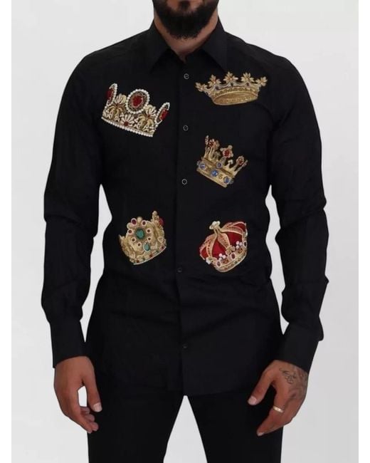 Dolce & Gabbana Black Cotton Slim-Fit Dress Shirt for men
