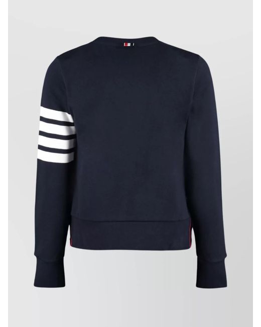 Thom Browne Blue Cotton Ribbed Crew-Neck Sweatshirt