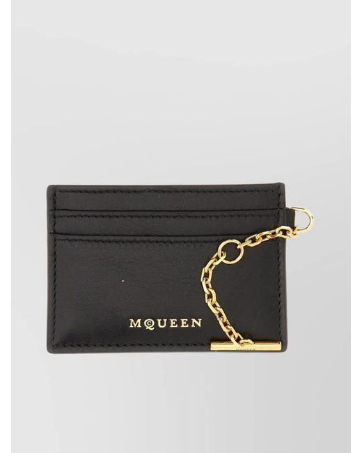 McQueen Black Leather Card Holder