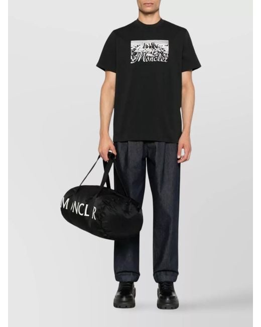Moncler Black Cotton Graphic Print Short-Sleeve T-Shirt for men