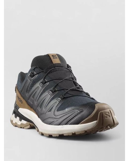 Salomon Gray Lace Up Sneakers Contrasting Sole Detail