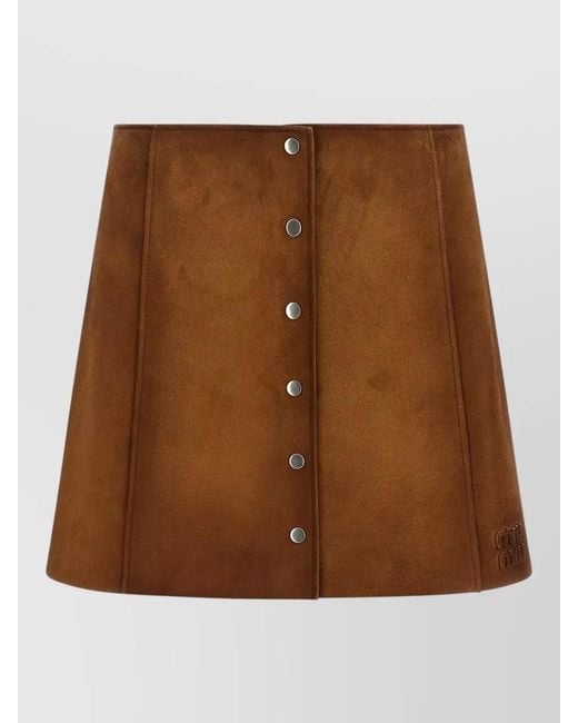 Miu Miu Brown High Waist Suede Panel Mini Skirt