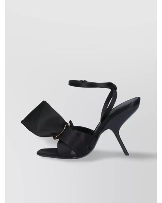 Ferragamo Black Heel Sandals With Bow Detail And Open Toe