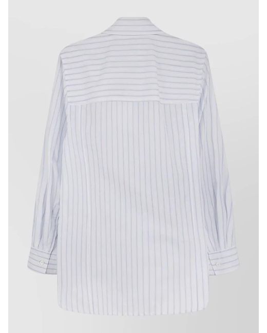 Seafarer White Tara Striped Cotton Long Sleeve Shirt