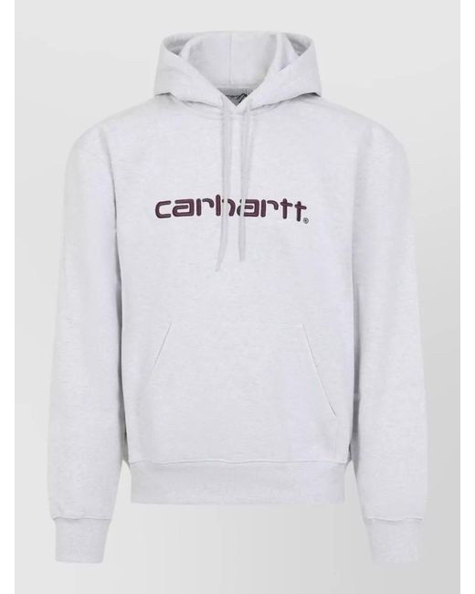 Carhartt Blue Cotton Hoodie Relaxed Fit Hood Kangaroo Pocket for men