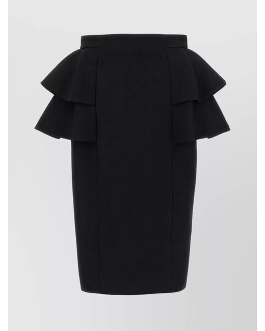 Valentino Garavani Black Silk Fitted Skirt