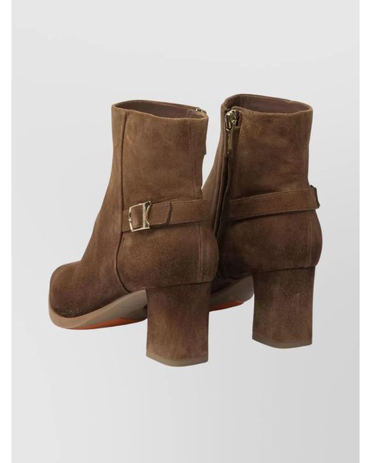 Santoni Brown Suede Leather Ankle Boots
