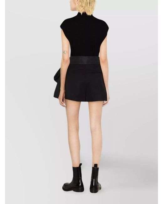 McQueen Black Wool High-Rise Straight-Leg Tailored Shorts
