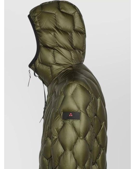 Peuterey Green Hooded Jacket Chest Pocket Quilted Design for men