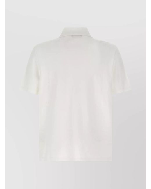 Balmain White Cotton Short-Sleeve Polo Shirt for men