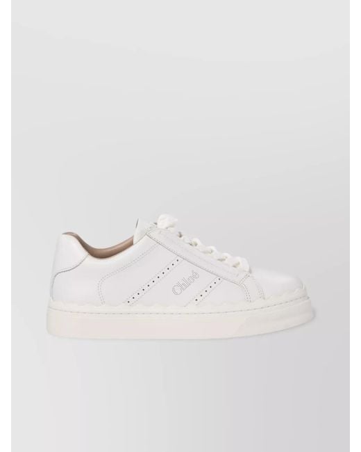 Chloé Natural Scalloped Edge Rubber Sole Sneakers