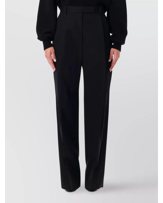 Tom Ford Black Wool High-Rise Pleated Wide-Leg Tailored Trousers