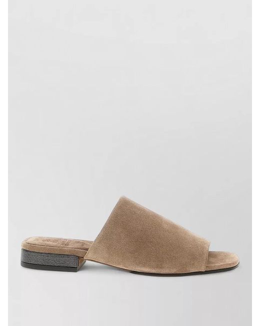 Brunello Cucinelli Natural Leather Suede Mules