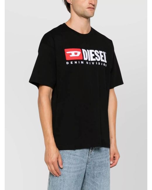 DIESEL Black Cotton Jersey Logo Embroidered Short-Sleeve T-Boxt-Div T-Shirt for men