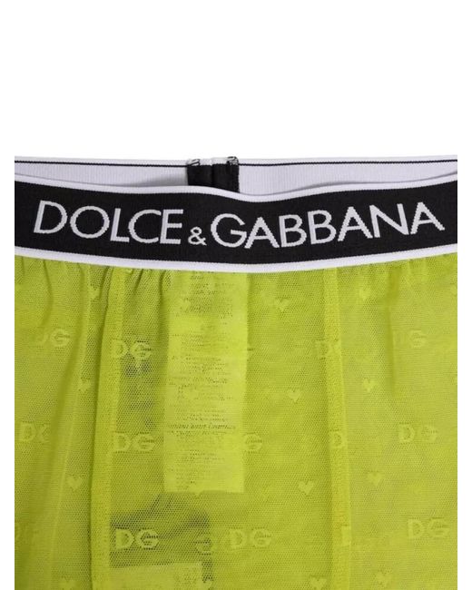 Dolce & Gabbana Green Logo Lace Leggings