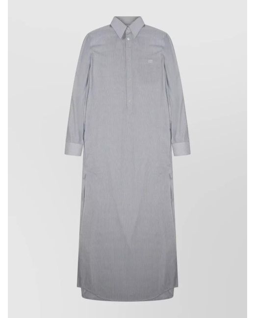 Céline Gray Shirt Dress Long Sleeves Chest Pocket Slits