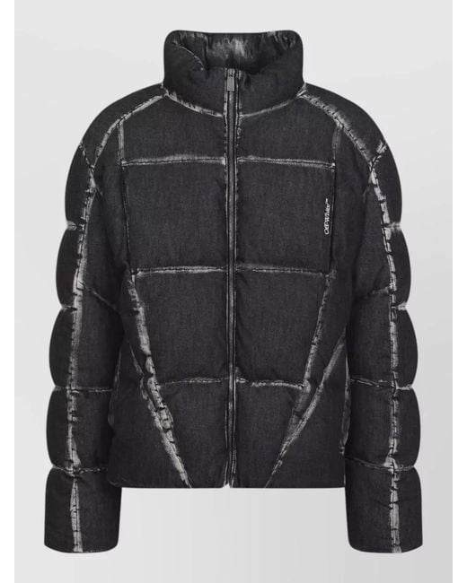 Off-White c/o Virgil Abloh Black Denim Quilted Puffer Jacket for men