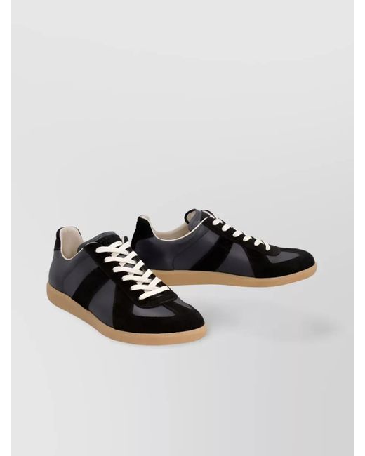 Maison Margiela Black Leather Low-Top Sneakers for men