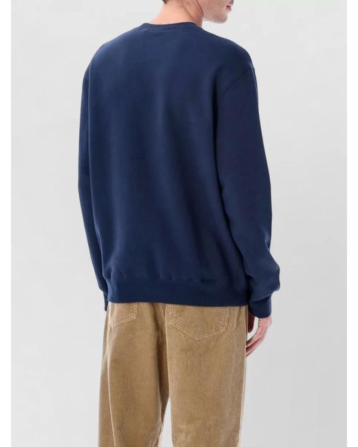 Carhartt Blue Campus Cotton Crewneck Sweatshirt Long Sleeves for men