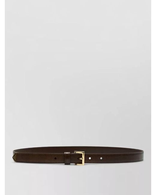 Prada White Slim Leather Belt Logo Detail