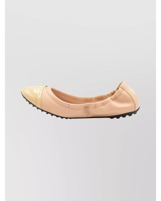 Tod's Natural Leather Ballet Loafers