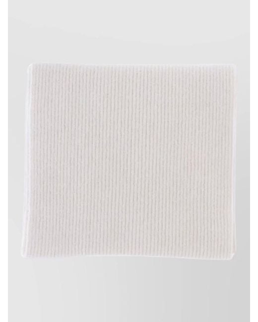 Rick Owens White Rectangular Ribbed Scarf Soft Fabric for men
