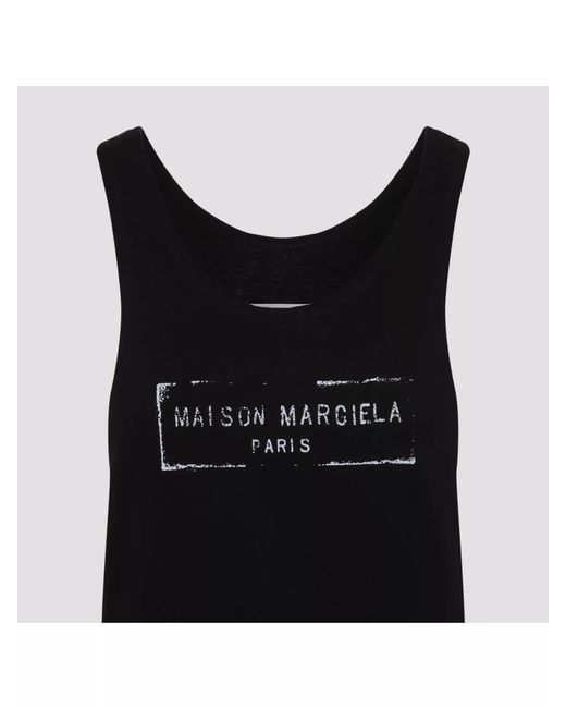 Maison Margiela Black Logo Print Sleeveless Tank Top