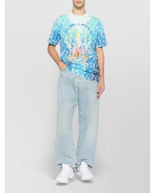 Casablanca Blue Crew-Neck T-Shirt With Tie-Dye Print for men