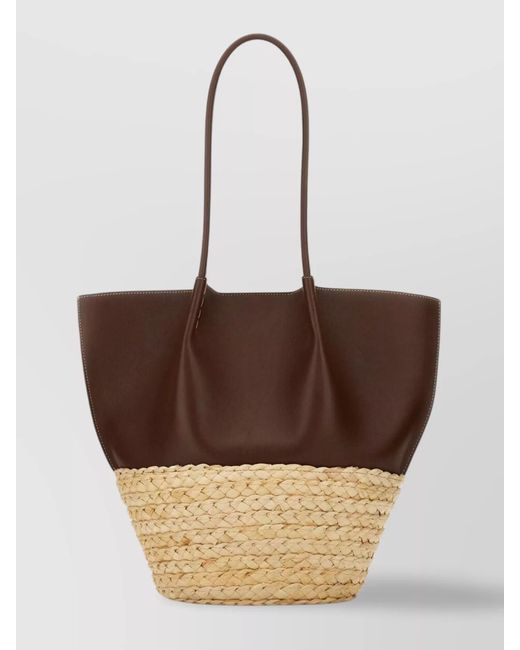 Tod's Natural Medium Leather And Raffia Tote Bag